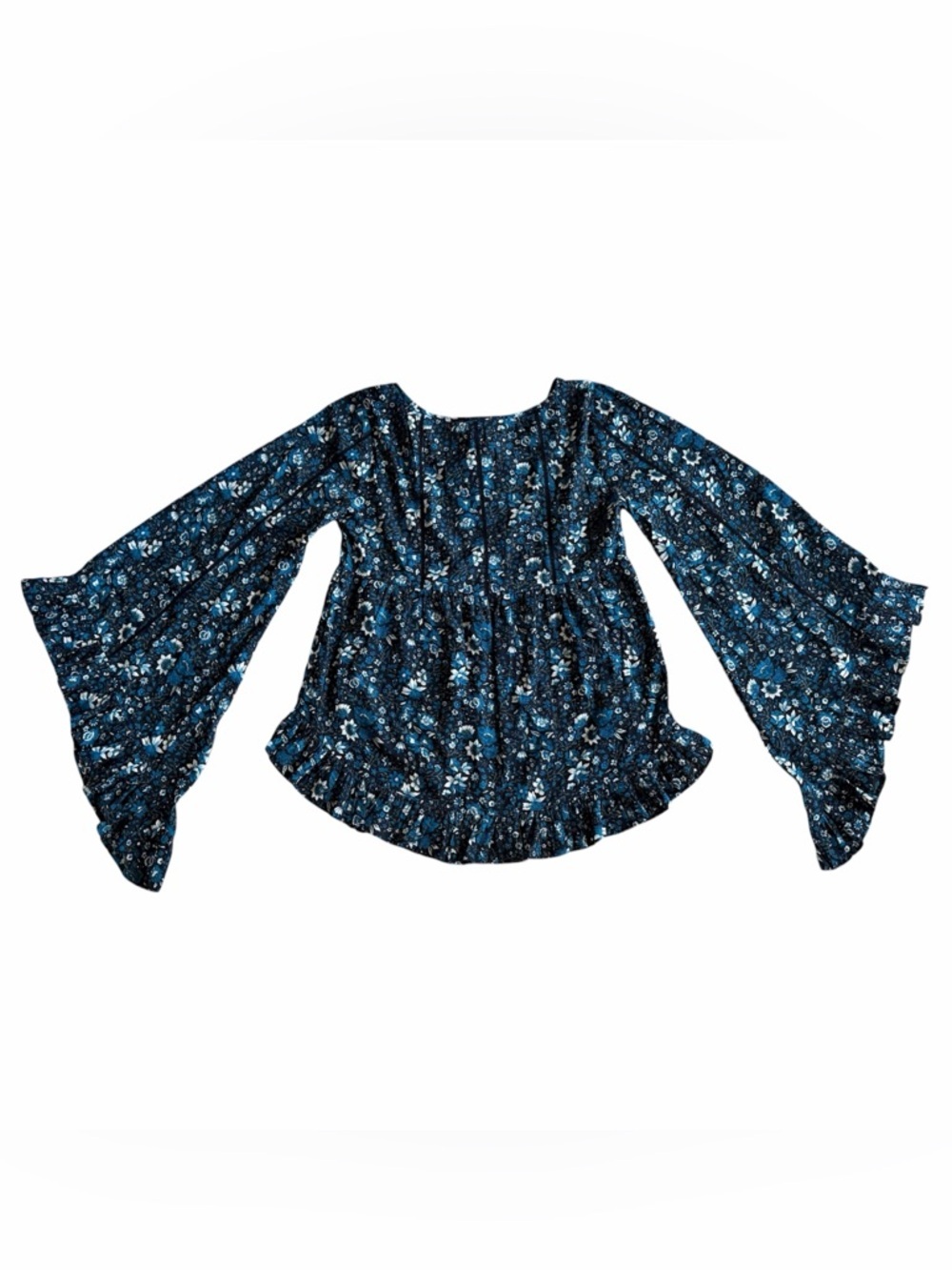 Raga for Anthropologie Eloise Blouse Floral Print Bell Sleeves Size S NWT - Picture 10 of 11
